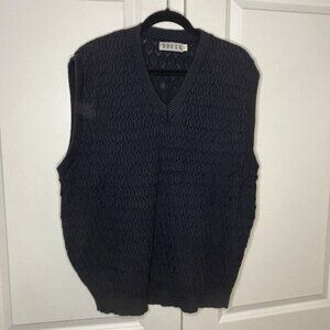 Vintage Chronicles Sweater Vest Mens L Navy Blue Grandpa Made USA Knit Neutral